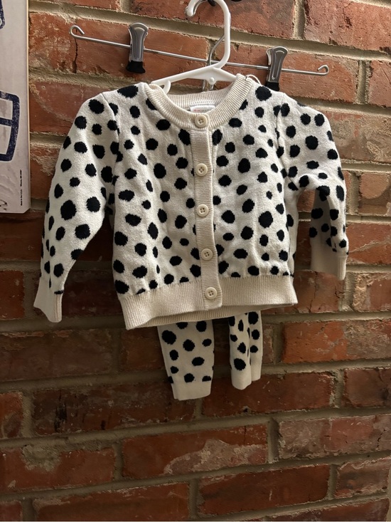 Hanna Andersson Other - Hanna Andersson Cream Cardigan and Pants Set with Black Polka Dots 6-12 months